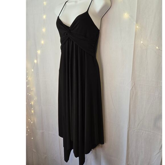 VTG Y2K Black Shark Bite Spaghetti Strap Knee Length Dress Small Goth - Picture 1 of 7